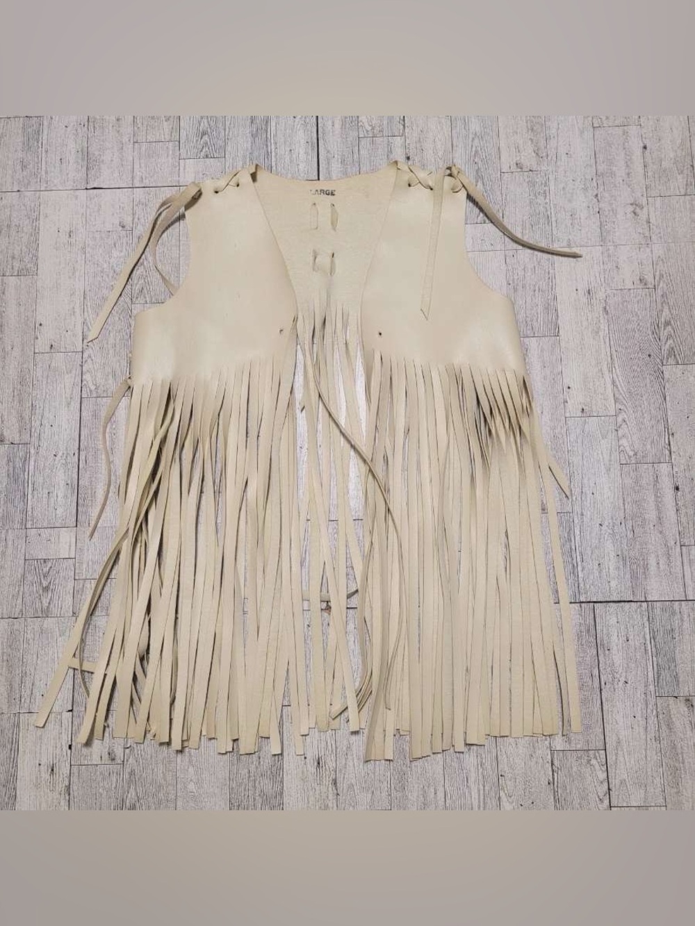 Women's Unbranded Tan Leather Hippie Boho Fringe Cowgirl Vest Size S